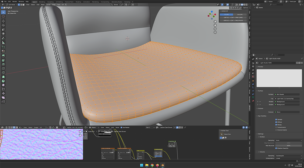 modelowanie 3D mebla w programie Blender