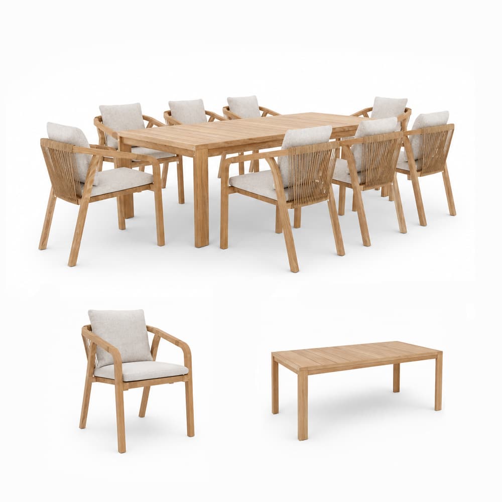 modern-dining-table-set-3d-packshot-wizzki Fotorealistyczny packshot 3D drewnianego zestawu jadalnianego ze stołem i krzesłami na jasnym tle