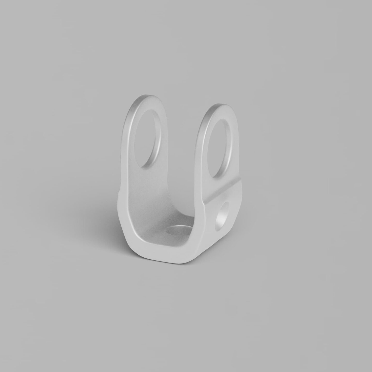Fotorealistyczna wizualizacja 3D aluminiowego uchwytu montażowego.